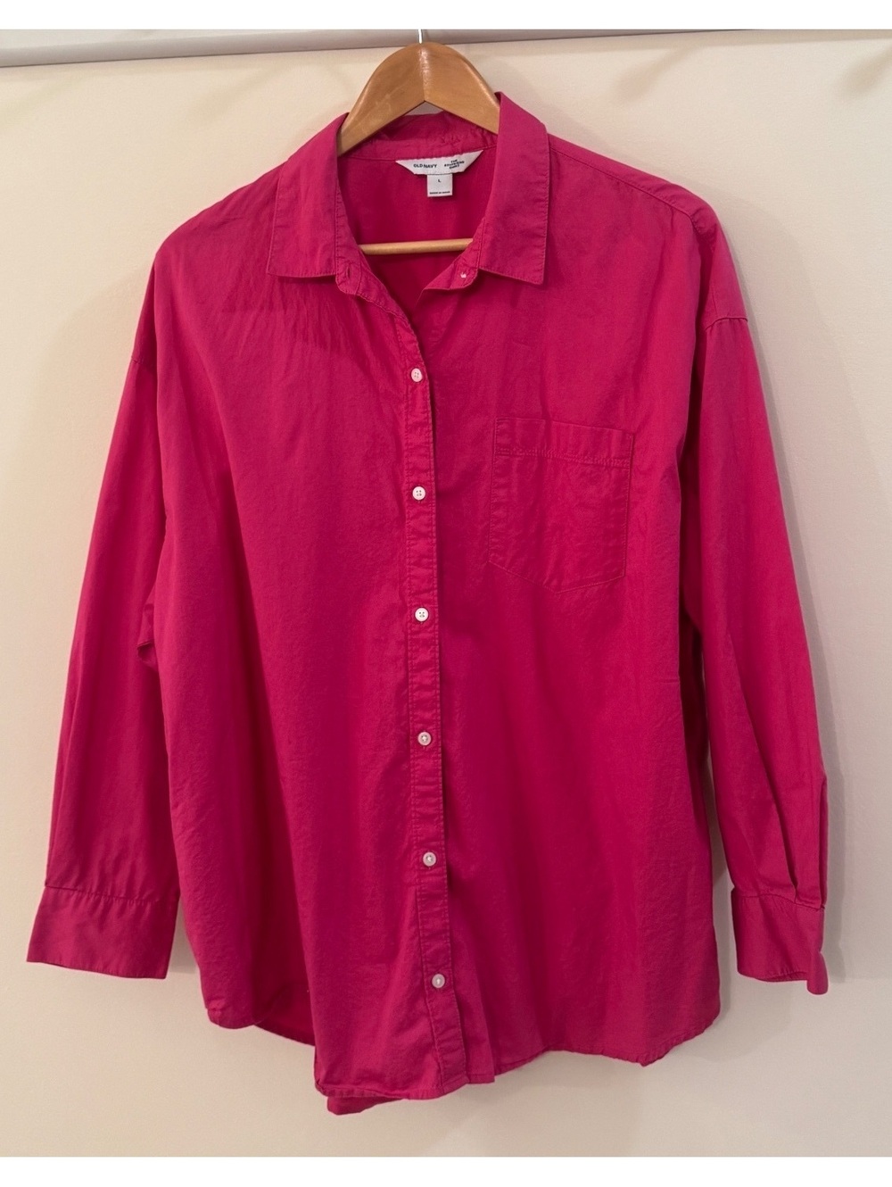 Old Navy The Boyfriend Shirt Long Sleeve Button-Up Shirt Large